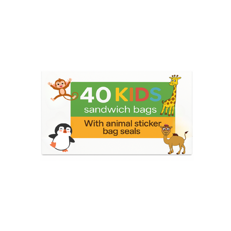 Kids Sandwich Bags with Animal Stickers