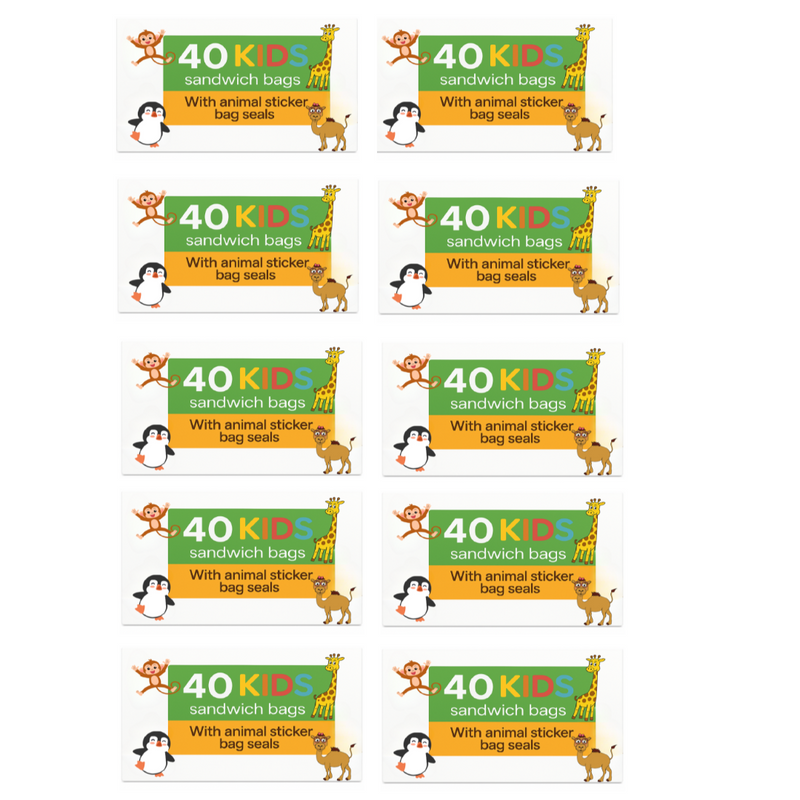 Kids Sandwich Bags with Animal Stickers