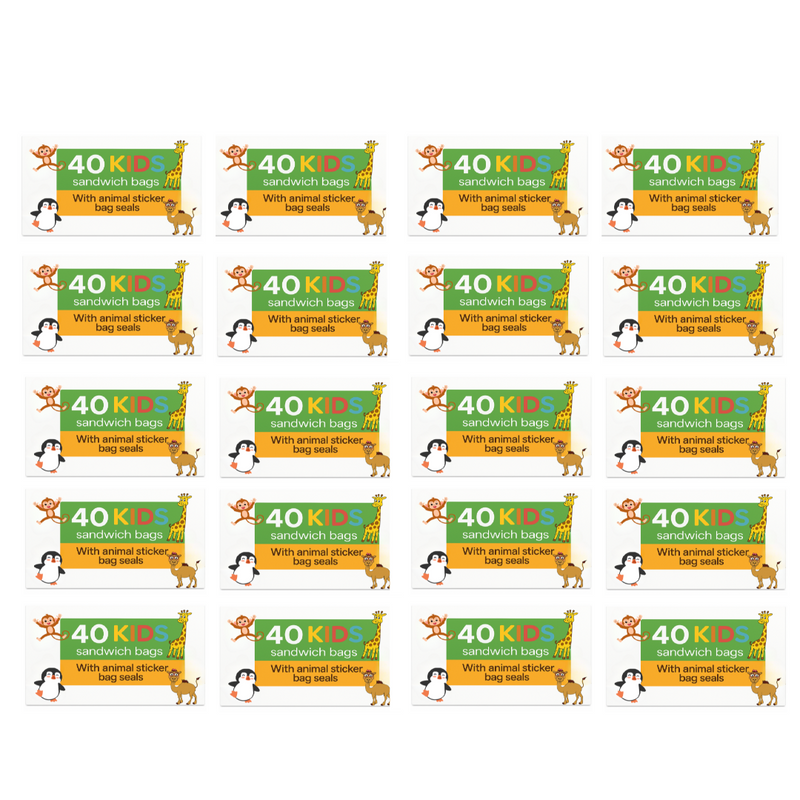 Kids Sandwich Bags with Animal Stickers