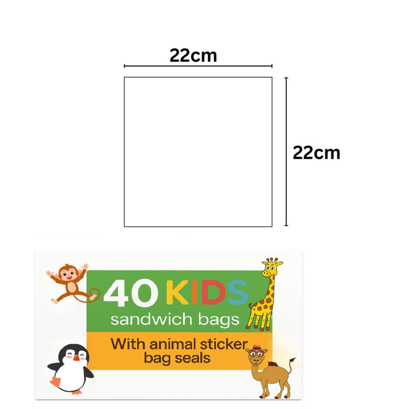 Kids Sandwich Bags with Animal Stickers