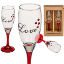 Champagne Glasses with Hearts & Love Design – Set of 2