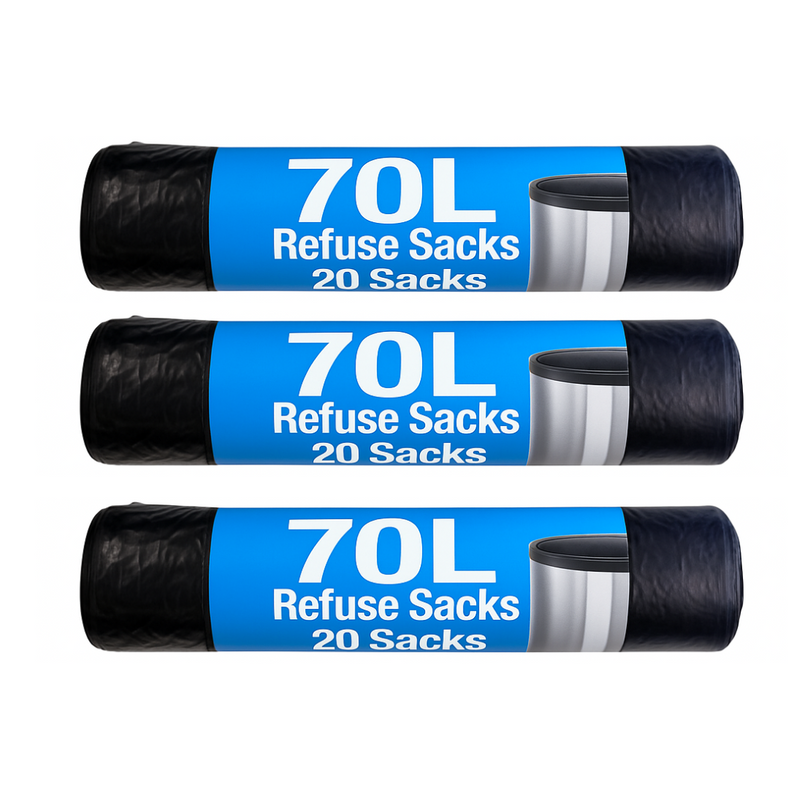 Refuse Sacks - 70 Litre Black Bin Bags