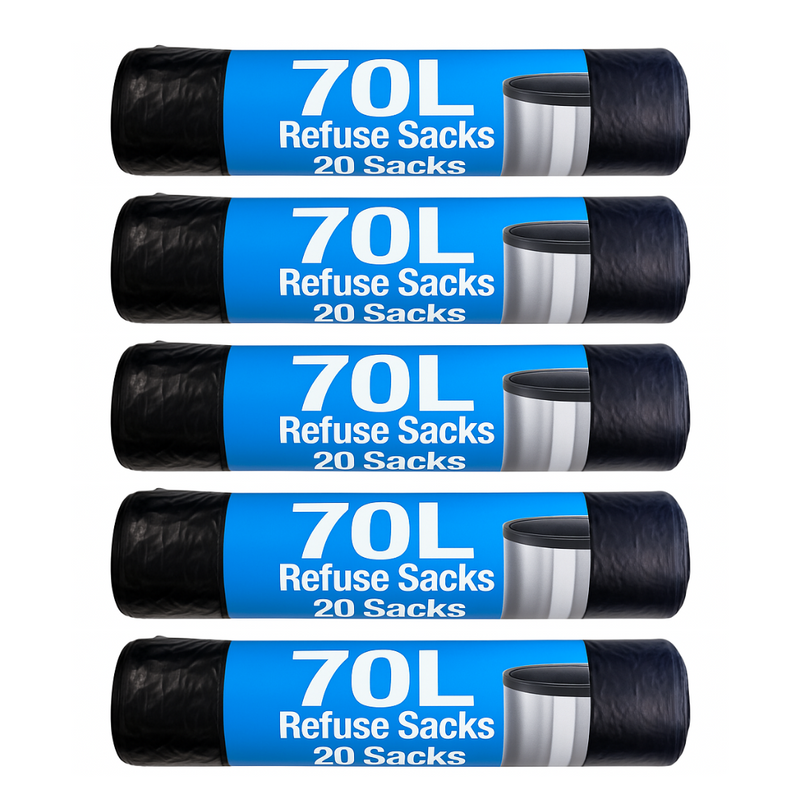 Refuse Sacks - 70 Litre Black Bin Bags