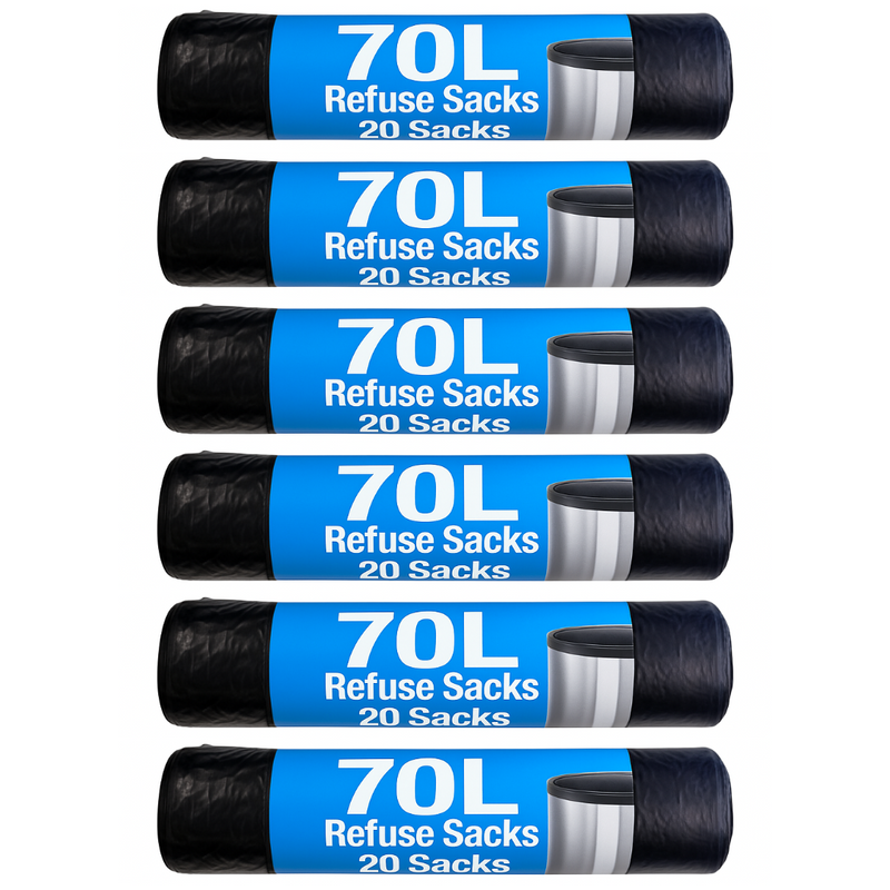 Refuse Sacks - 70 Litre Black Bin Bags