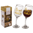 Drunk Again Leaning Wine Glass 420ml
