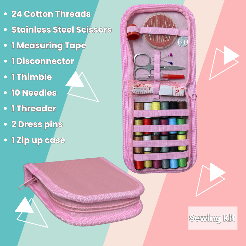 24 Thread Pink Sewing Kit