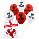 England Balloons 12 Pack "Come On England"