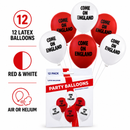 England Balloons 12 Pack "Come On England"