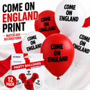 England Balloons 12 Pack "Come On England"