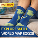 World Map Socks 3.5-8 UK