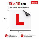 Magnetic L Plates 2 Pack Fully Magnetic Learner Driver Car Signs 18x18cm