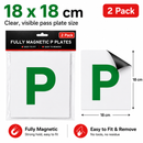 Magnetic P Plates 2 Pack Fully Magnetic New Driver Car Pass Signs 18x18cm