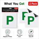 Magnetic P Plates 2 Pack Fully Magnetic New Driver Car Pass Signs 18x18cm