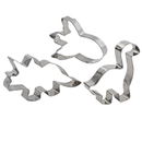 Dinosaur Cookie Cutters Set of 3 – Stainless Steel Baking Shapes