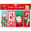 Christmas Money Wallets 4 Pack with Red Envelopes