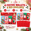 Christmas Money Wallets 4 Pack with Red Envelopes