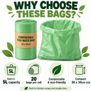 Mini Compostable Food Waste Bags – Small Kitchen Bin Liners 30 x 34cm