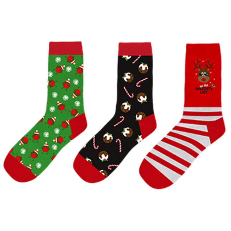 Ladies Christmas Socks Pack Of 3