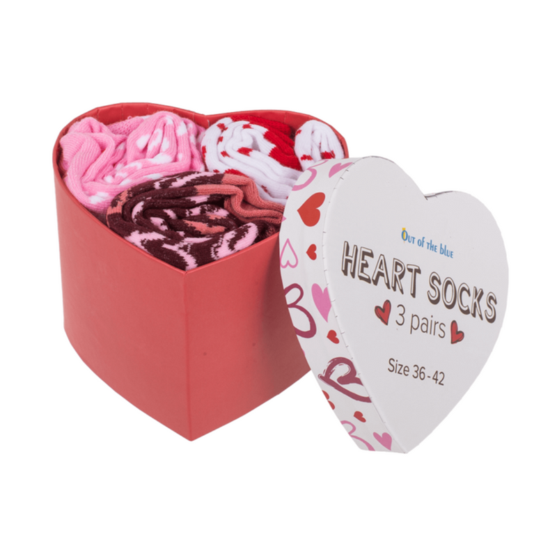 Ladies Heart Socks 3 Pack In Heart Shape Gift Box