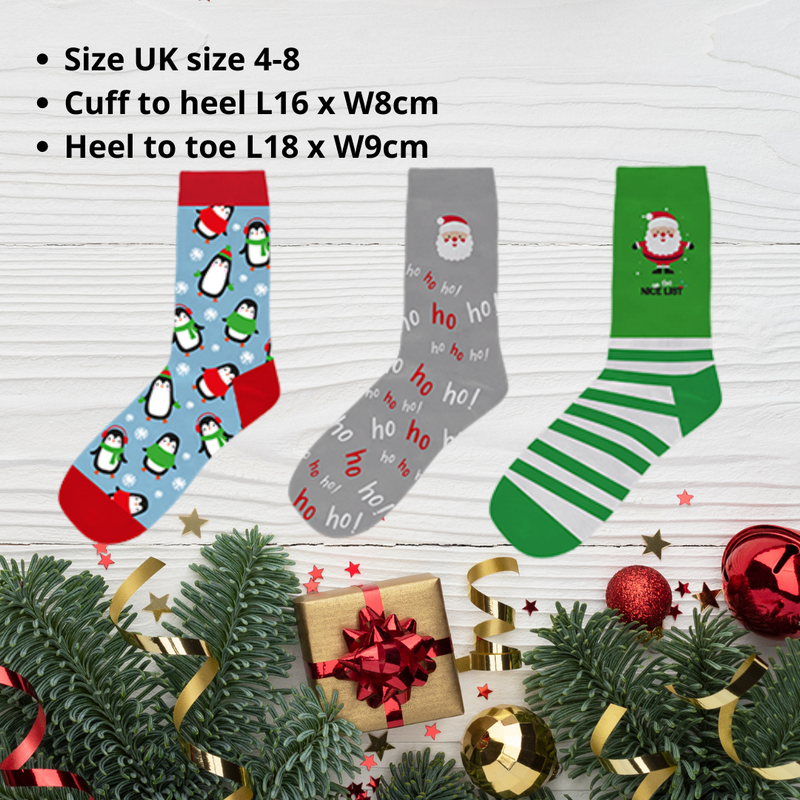 Ladies Christmas Socks Pack of 3