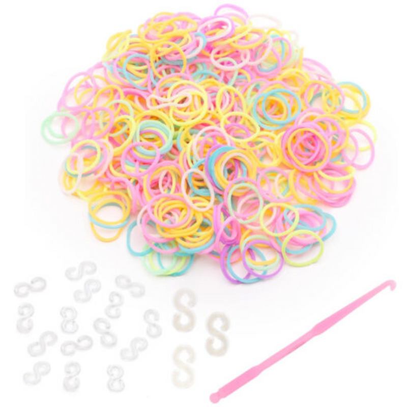 Loom Bands Kit 600 Bands Solid Mixed