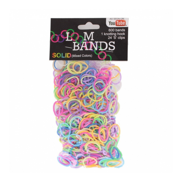 Loom Bands Kit 600 Bands Solid Mixed