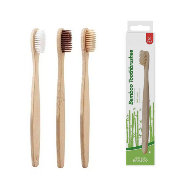 Eco Friendly Family Pack Of 3 Bamboo Toothbrush
