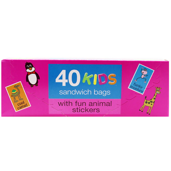 Kids Sandwich Bags with Animal Stickers