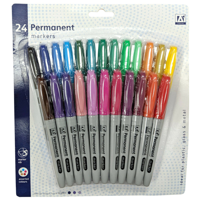 24 Coloured Permanent Markers
