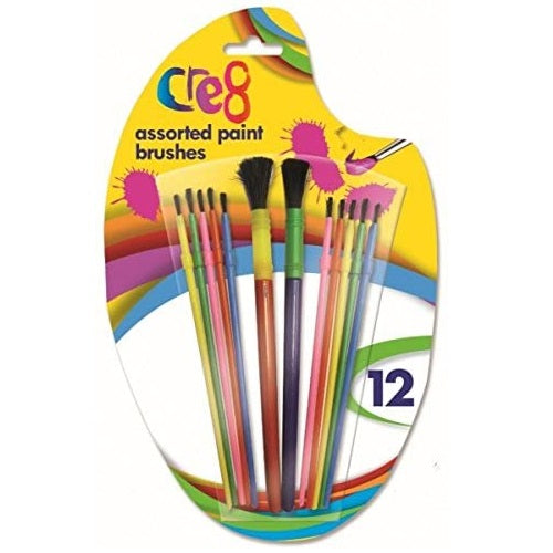 12 Assorted Paint Brushes