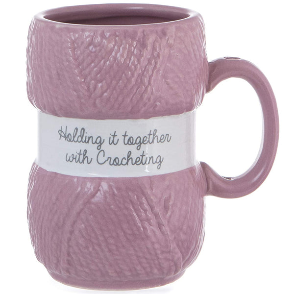 Knitting Mug "Holding It Together With Crocheting"