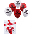 12 Red & White "Come On England" Balloons