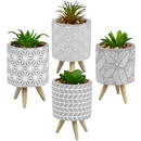 Set of 4 Artificial Potted Succulents Plants