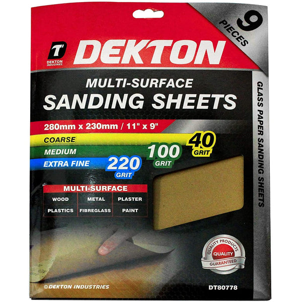 Multi Surface Sanding Sheets 280 x 230 mm Extra Fine,Medium,Coarse
