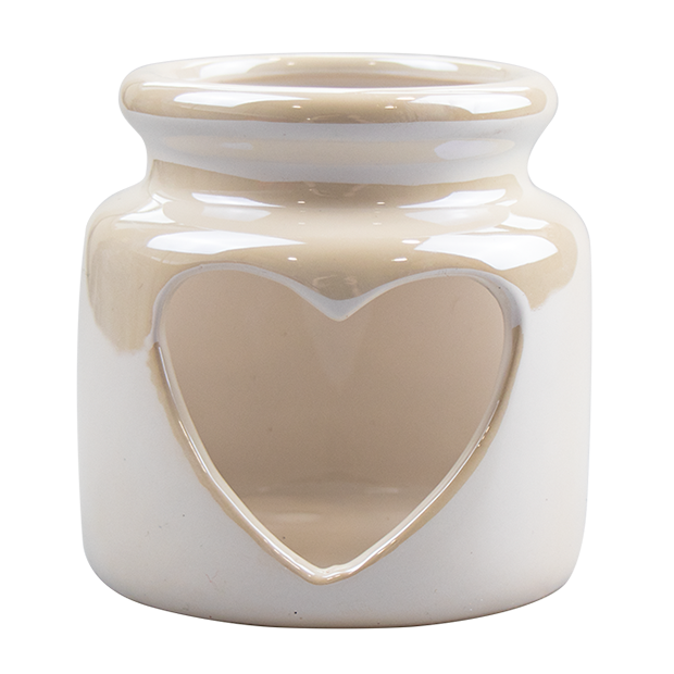 Set Of 3 Ceramic Pearlised Tea Light Holders With Love Heart