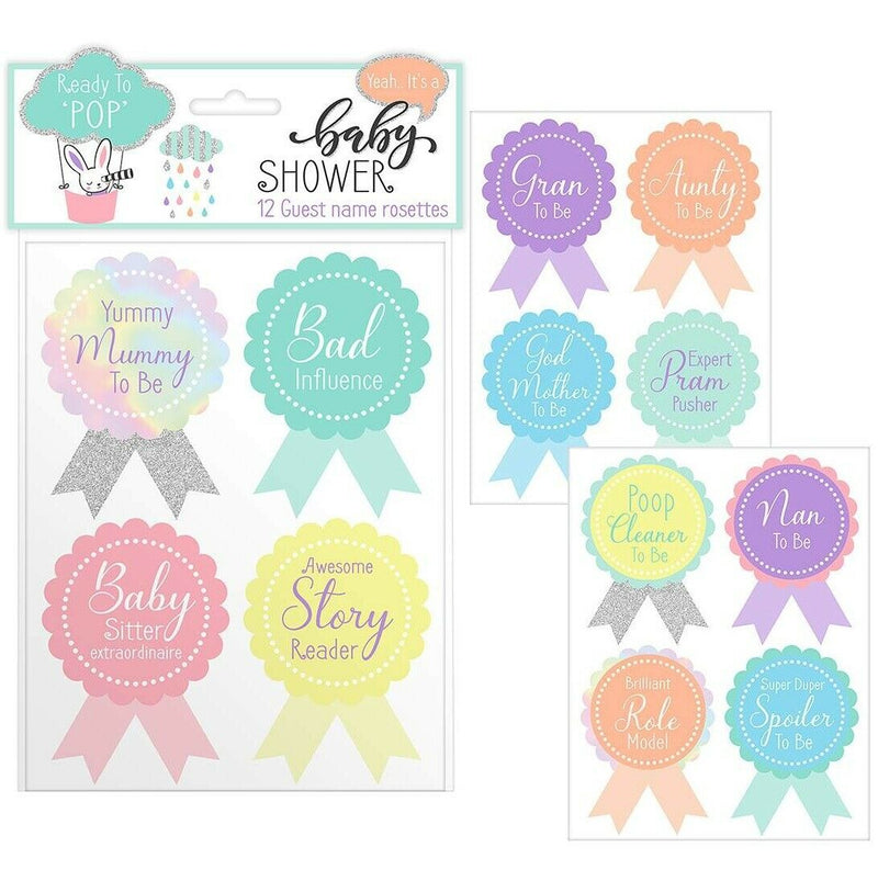 Baby Shower 12 Guest Name Rosettes