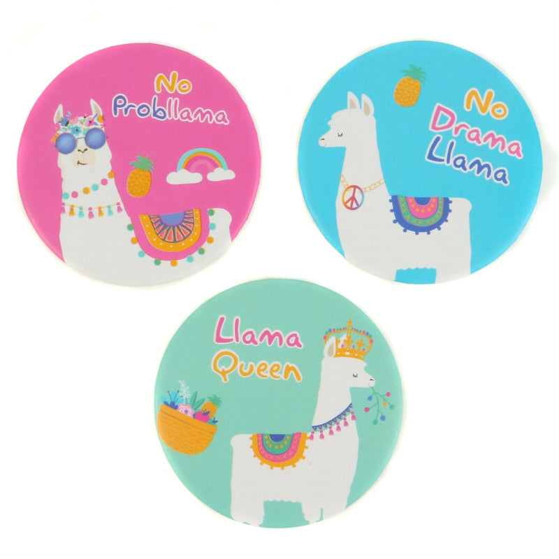 Compact Mirror Double Sided Llama Design