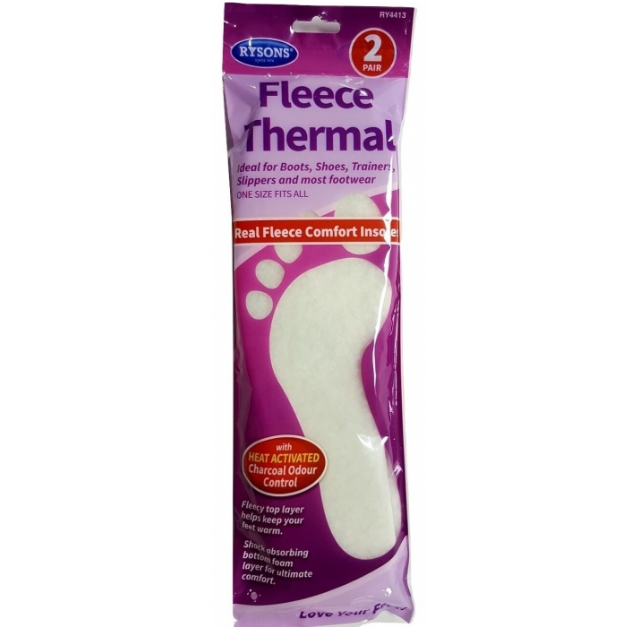 Fleece Thermal Insoles with Odour Control (2 Pairs)